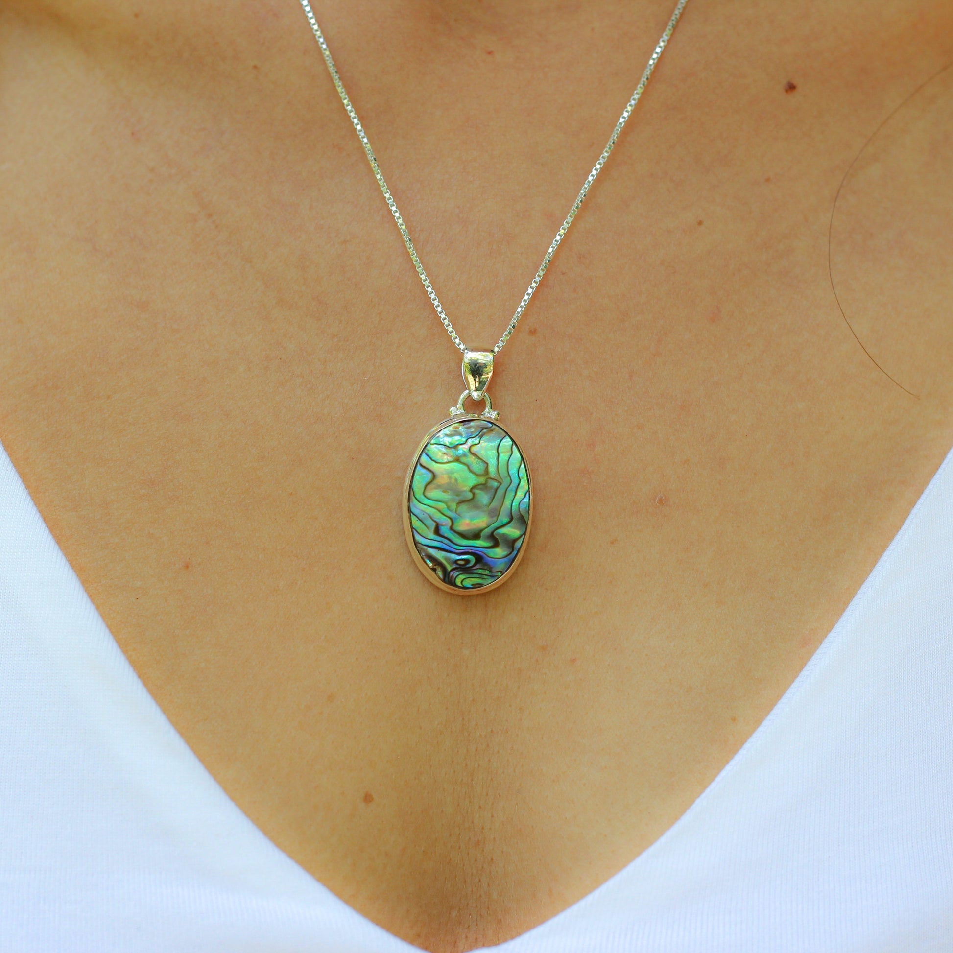 Collier et pendentif "Douceur des Mers" en Abalone et Argent 925 - Karma Yoga Shop