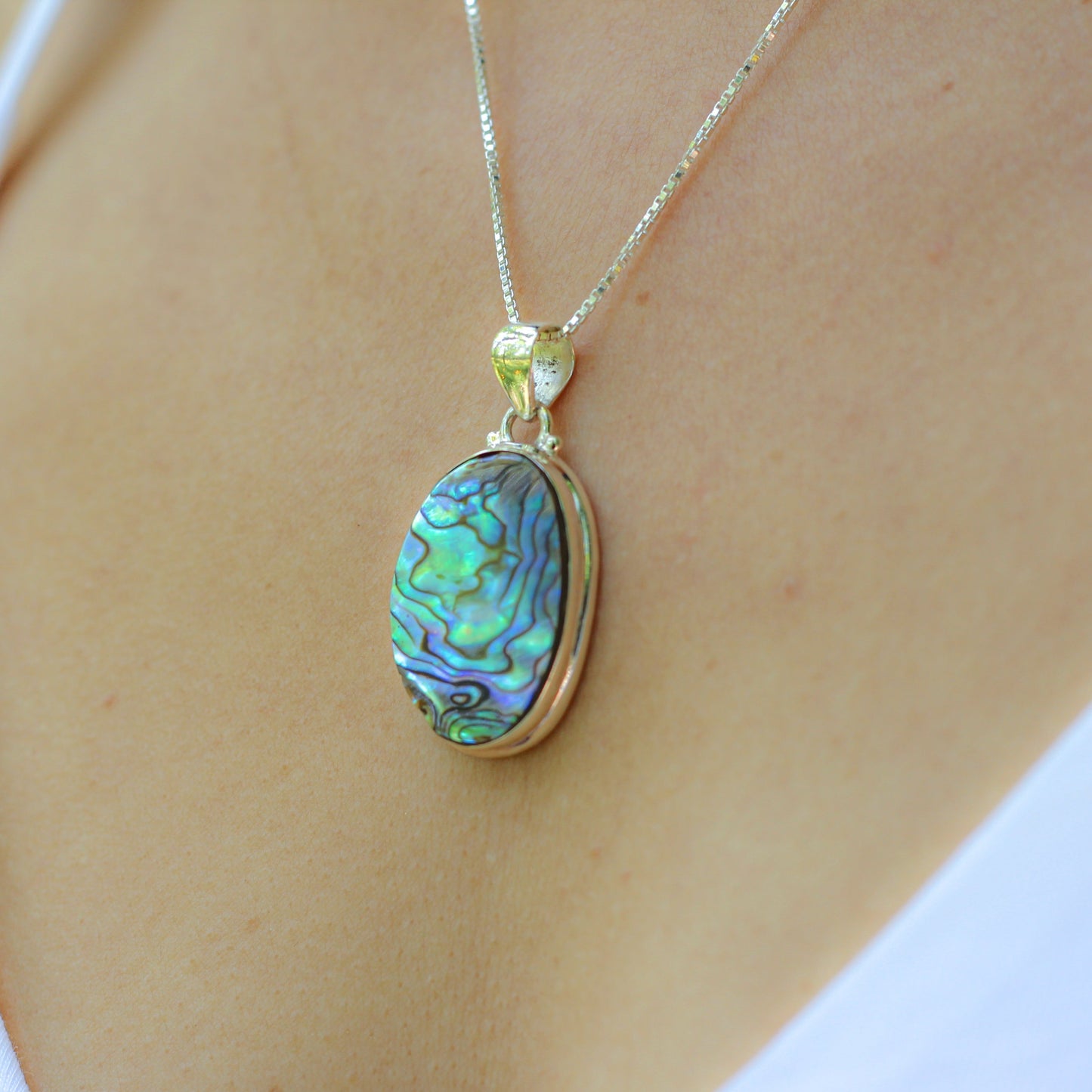 Collier et pendentif "Douceur des Mers" en Abalone et Argent 925 - Karma Yoga Shop