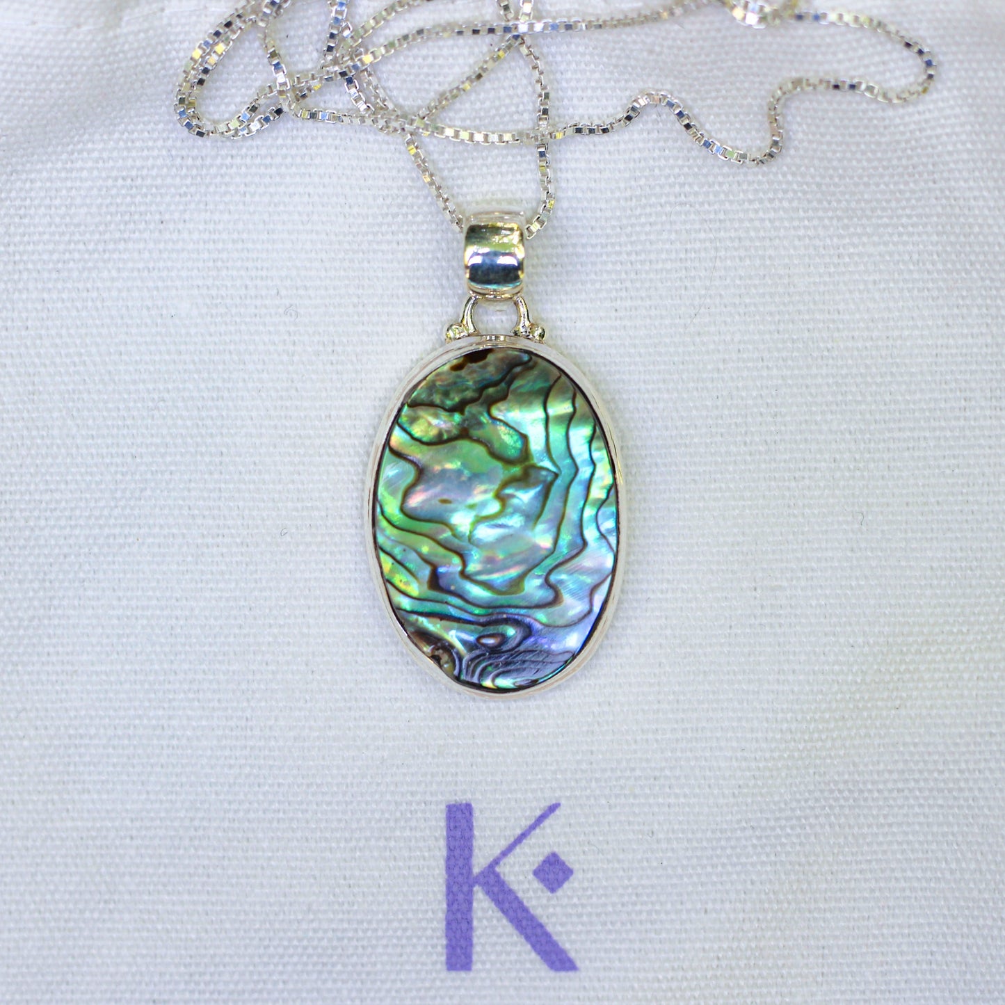 Collier et pendentif "Douceur des Mers" en Abalone et Argent 925 - Karma Yoga Shop